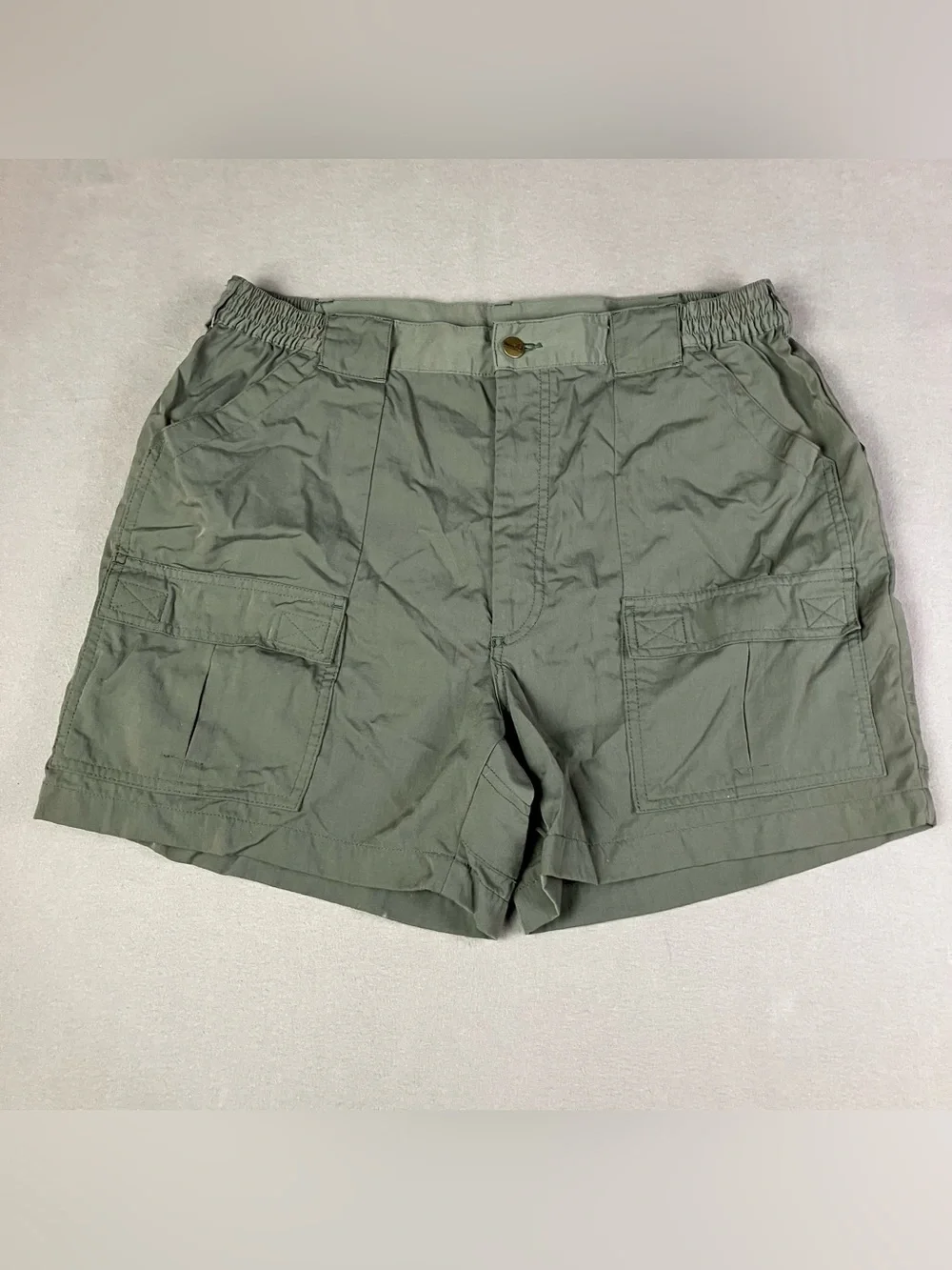 Vintage L.L. Bean Hiking Trail Cargo Shorts Men’s Size 36 Elastic Waist Green